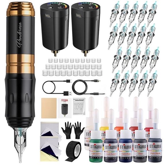 STIGMA Wireless Tattoo Kit with Needles and Accessories