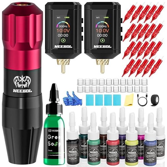 Neebol Wireless Tattoo Kit with Battery and Needles