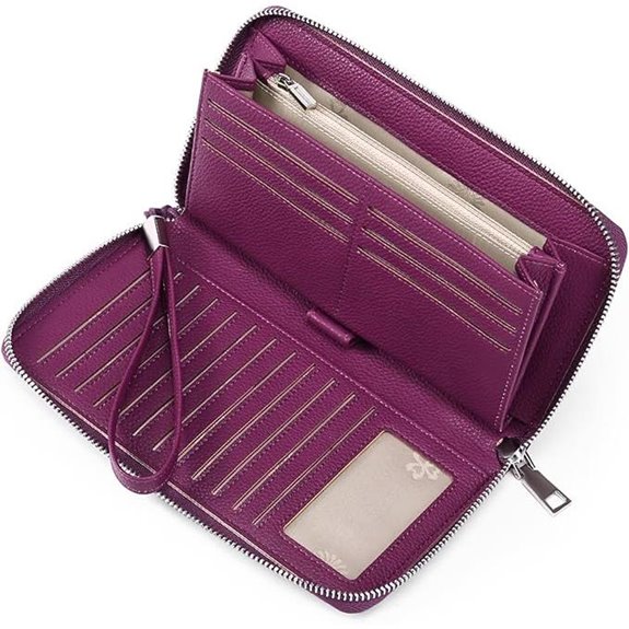 GOIACII Women's RFID Leather Zip Wallet Clutch