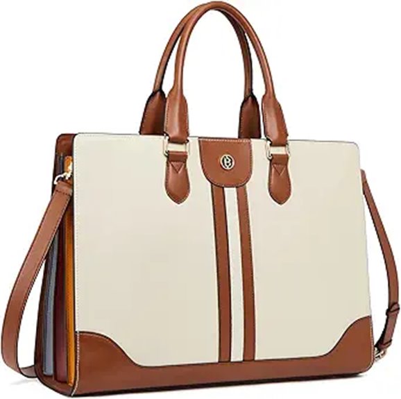 BOSTANTEN Leather Laptop Briefcase for Women