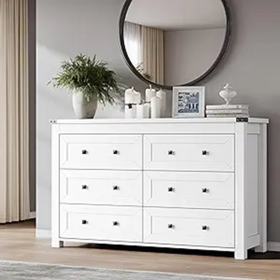 6-Drawer Wooden Dresser with Metal Handles