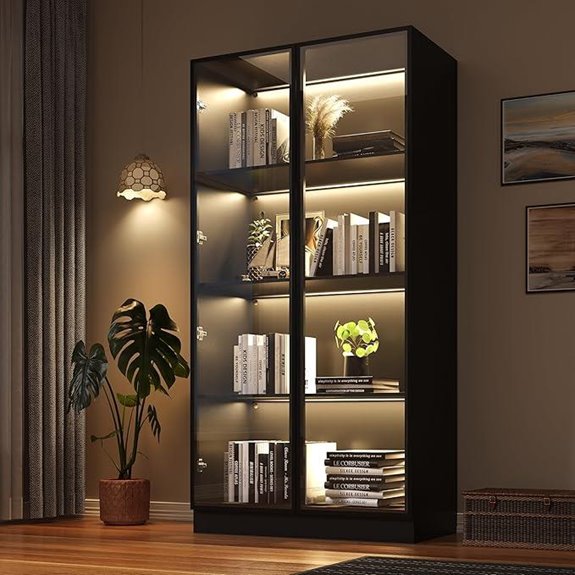 Wooden Display Cabinet with LED Lights 4 Layers