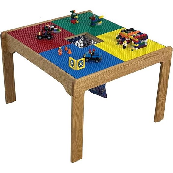 Fun Builder American-Made Wooden Lego Table with Storage