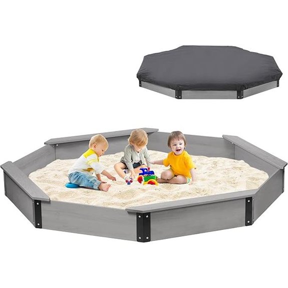 Wooden Octagon Sandbox with Cover for Kids Outdoor
