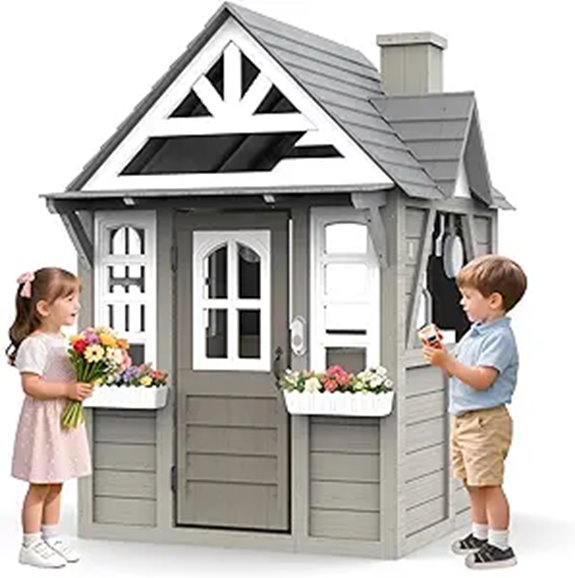 Kids Wooden Playhouse with Kitchen and Accessories