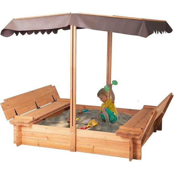 BIRASIL Wooden Sandbox with Cover and Benches