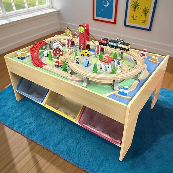Wooden Train Set & Table with Storage for Toddlers