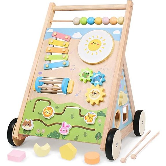 Wooden Baby Walker with Wheels for Toddlers