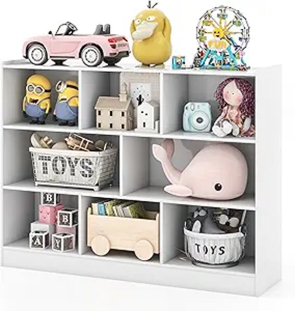 3-Tier Wooden Toy & Book Storage Organizer