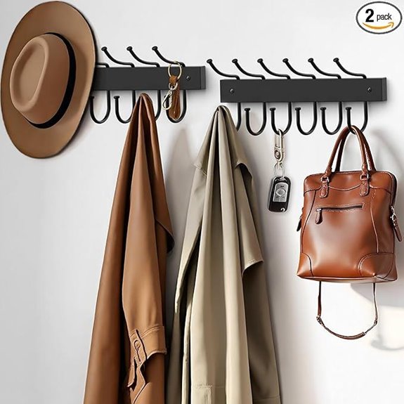 2 Pack Wooden Wall Mount Coat Racks with Hooks