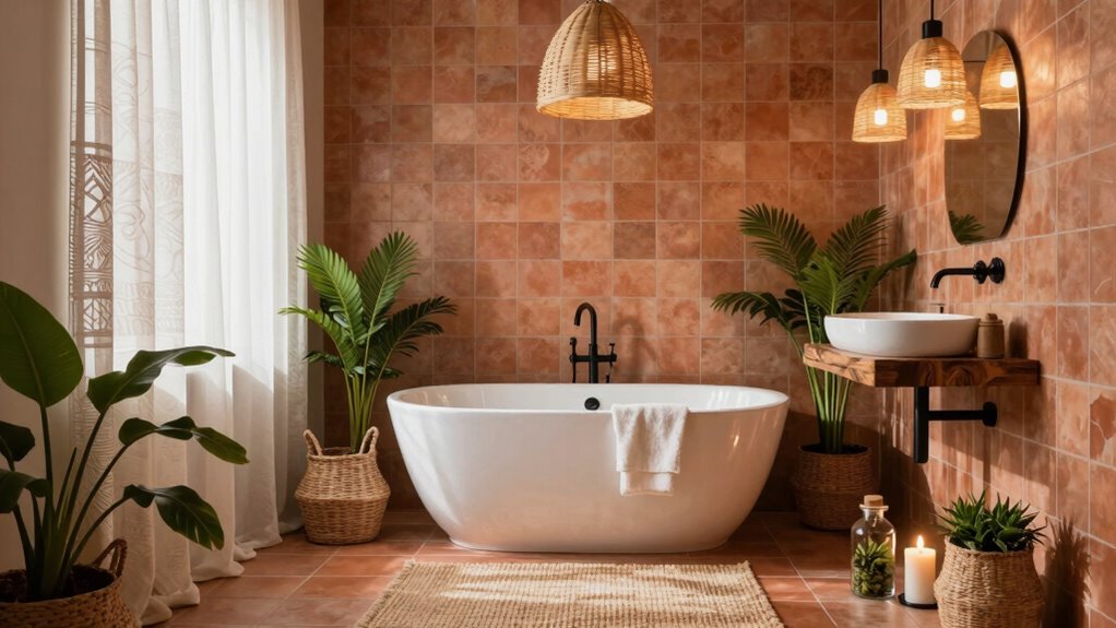 boho spa bathroom decor