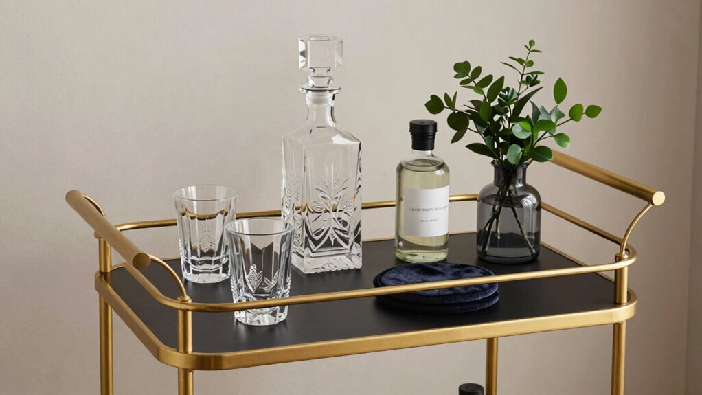 curated elegant bar cart