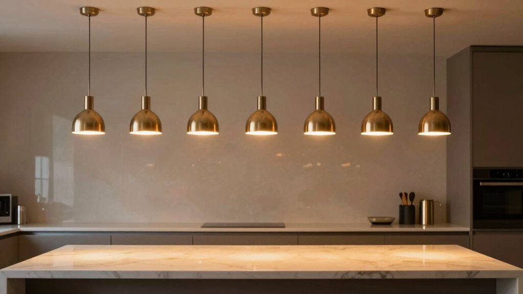 evenly spaced pendant lighting