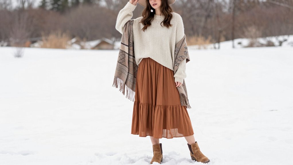 layered boho winter style