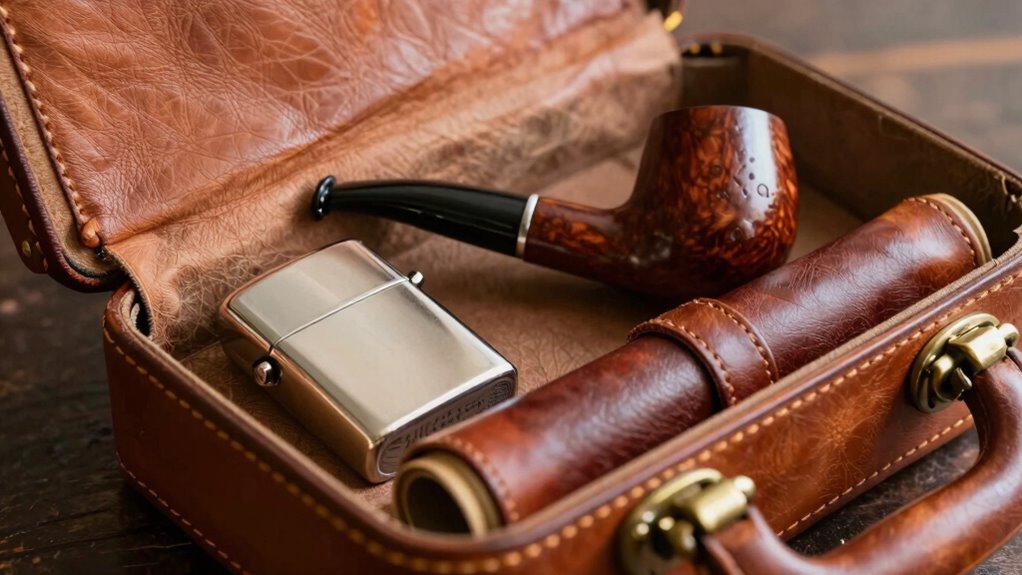 portable leather smoking cases