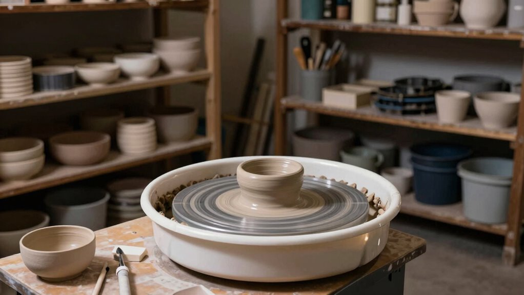professional pottery studio setup