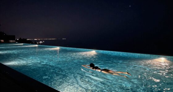 serene night pool ambiance