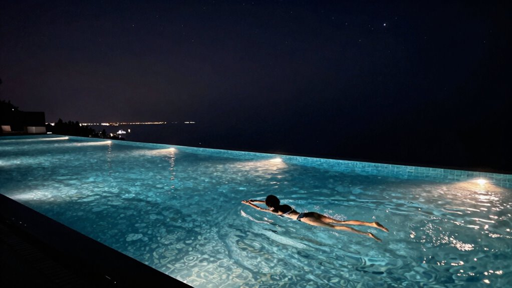serene night pool ambiance