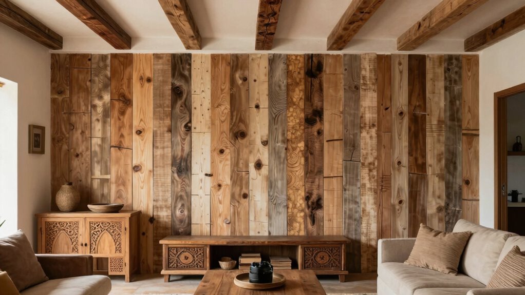 wood slats enhance boho interiors