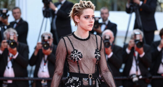 Kristen Stewart Wears See-Through Mesh Chanel Suit in Cannes