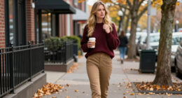 Taylor Swift Ushers In Her Favorite Season With A Cozy Maroon Sweater And Khaki Trousers