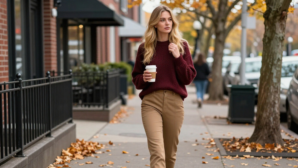 Taylor Swift Ushers In Her Favorite Season With A Cozy Maroon Sweater And Khaki Trousers